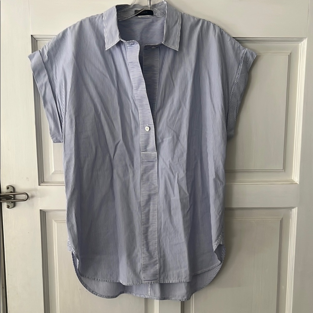 J. Crew Blue and White Pinstripe Button-Down Shirt